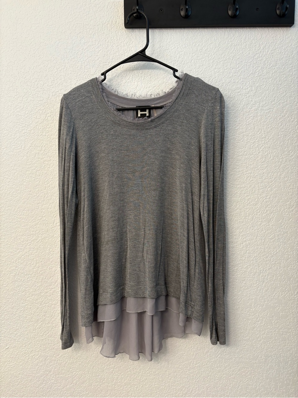 Bordeaux Gray Layered Long-Sleeve Top
